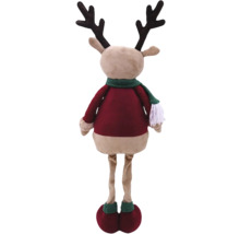 Dekoratívny los s parohami, šálom a topánkami ako vianočná dekorácia