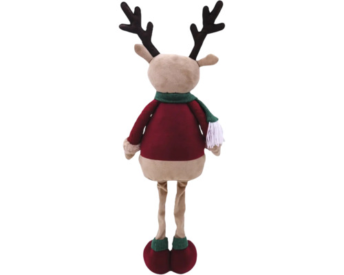 Dekoratívny los s parohami, šálom a topánkami ako vianočná dekorácia