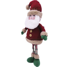 Dekoratívna figúrka Santa Clausa s bradou, červeným kabátom a kockovanými nohavicami