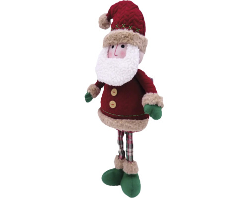 Dekoratívna figúrka Santa Clausa s bradou, červeným kabátom a kockovanými nohavicami