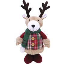 Dekoratívna vianočná ozdoba soba s parožím, šálom a kockovanou košeľou