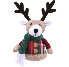 Dekoratívna látková bábika soba s parohami, šálom a gombíkmi