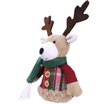 Dekoratívna figúrka sob so šálom a kockovanou bundou