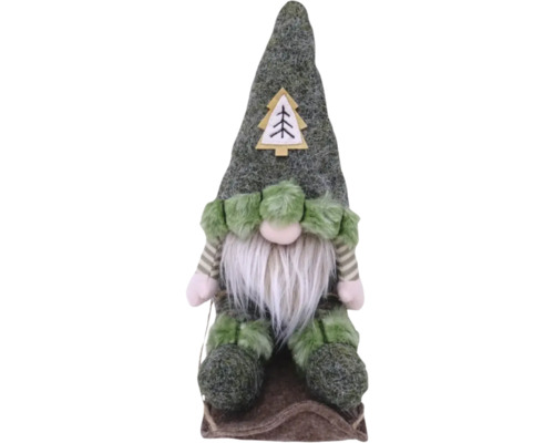 Dekoratívna figúrka škriatok Lafiora, výška 27 cm Vianočný škriatok s bradou a aplikáciou vianočného stromčeka na čiapke