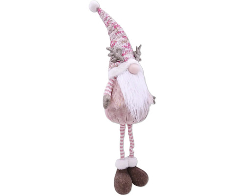 Dekoratívna figúrka vianočný škriatok s pruhovanou čiapkou a bradou