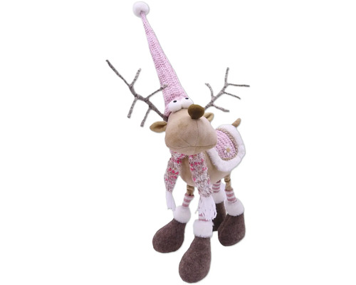 Dekoratívny los so šálom a čiapkou na vianočné obdobie