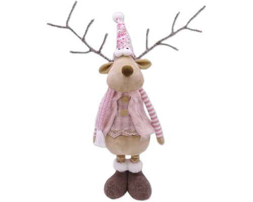 Dekoratívna figúrka soba s čiapkou, šálom a parožím ako vianočná dekorácia