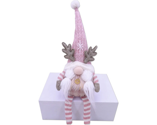 Dekoratívna figúrka trpaslíka s čiapkou a parožím na vianočné obdobie