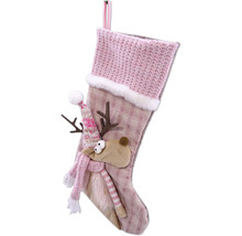 Vianočná pančucha s aplikáciou soba a pletenými detailmi.