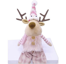 Dekoratívny sob s čiapkou a parohami ako vianočná dekorácia