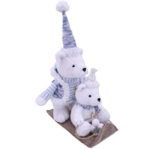 Dekoratívne ľadové medvede na saniach s čiapkou a šálom