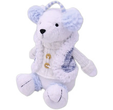 Plyšový medveď so svetrom a chráničmi sluchu