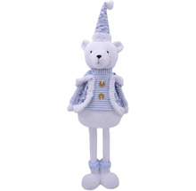 Dekoračný medveď s pruhovaným oblečením a čiapkou ako vianočná dekorácia