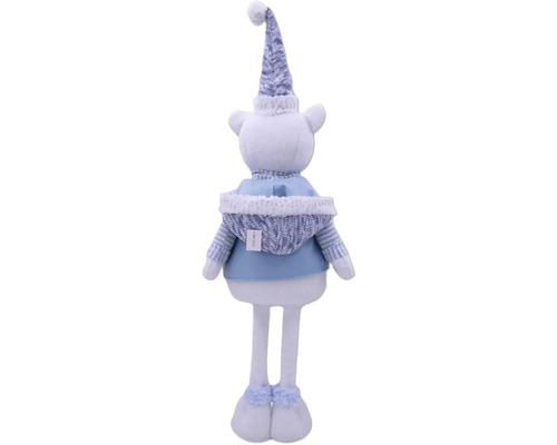 Plyšový medvedík s čiapkou a zimným oblečením zozadu