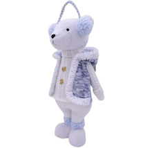 Vianočná dekorácia medveď so svetrom a vešiakom