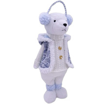 Dekoratívna figúrka medveďa s chráničmi sluchu a vestou