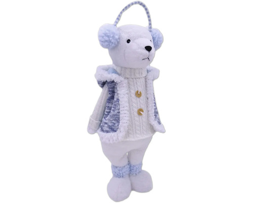 Dekoratívna figúrka medveďa s chráničmi sluchu a vestou