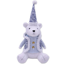 Dekoratívny ľadový medveď s čiapkou a vestou na Vianoce