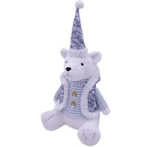 Dekoratívna figúrka ľadového medveďa s čiapkou a vestou