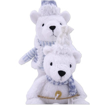 Dekoratívne figúrky ľadových medveďov s čiapkami a šálmi na zimnú dekoráciu