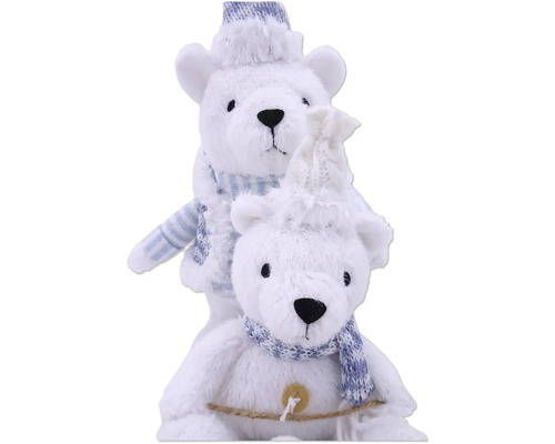 Dekoratívne figúrky ľadových medveďov s čiapkami a šálmi na zimnú dekoráciu