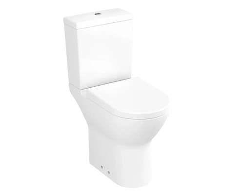 Kombinované WC VitrA S50 s hlbokým splachovaním a vyvýšeným splachovacím okrajom biele lesklé HygieneGlaze s WC sedadlom 9796B003-7200 Stojaca toaleta z keramiky