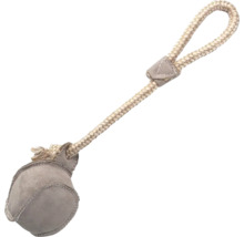 Hračka pre psov s lanom a loptou zo semišu