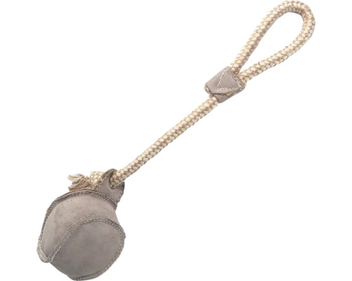 Hračka pre psov s lanom a loptou zo semišu