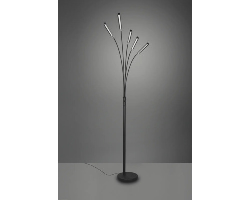 Čierna stojaca lampa s niekoľkými svetelnými ramenami