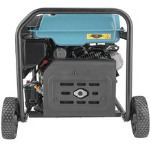 Generátor prúdu s rámom a kolieskami.