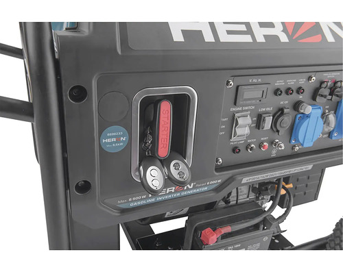 Detail generátora Heron so štartérom a ovládacími prvkami