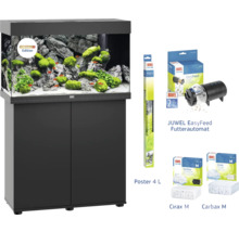 Súprava akvária s príslušenstvom: akvárium, skrinka, automatické krmítko Juwel EasyFeed, plagát Juwel 4, Juwel Cirax M a Juwel Carbax M