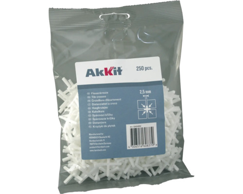 Akkit dištančné krížiky 2,5 mm, bal=250k Balenie dištančné krížiky 2,5 milimetra, 250 kusov