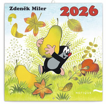 Nástenný kalendár Notique 2026 s motívom krtka a jesenným ovocím