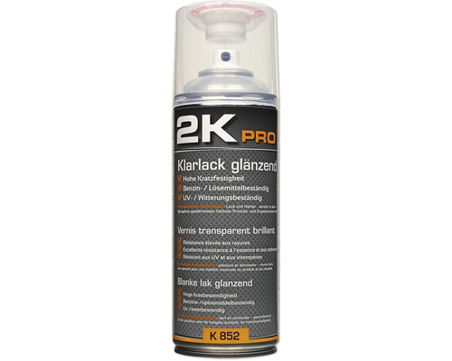 Farba v spreji 2K PRO lesklý bezfarebný lak 400 ml 2K Pro lesklý bezfarebný lak v spreji