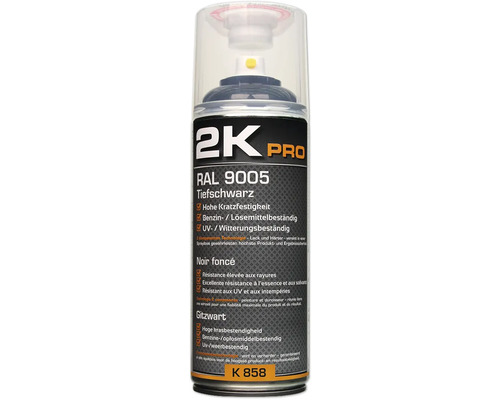 Farba v spreji 2K PRO lesklá RAL 9005 sýto čierna 400 ml