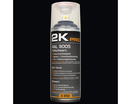 Farba v spreji 2K PRO lesklá RAL 9005 sýto čierna 400 ml 2K Pro sprej RAL 9005 Deep Black