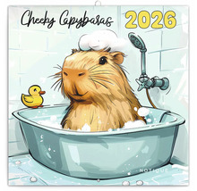 Nástenný kalendár Cheeky Capybaras 2026 s kapybarou vo vani
