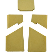 Výstelka ohniska pre kachle, pozostávajúca z piatich tvarových tehál