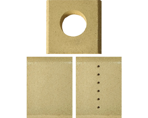 Šamotová tehla s vŕtaním a otvormi na obloženie krbu