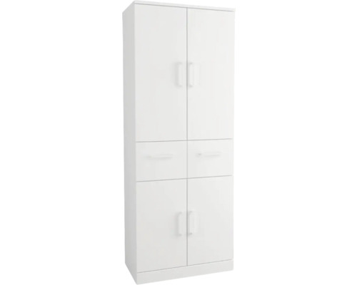 Biela viacúčelová skriňa so zásuvkami a dvierkami pre ďalší úložný priestor