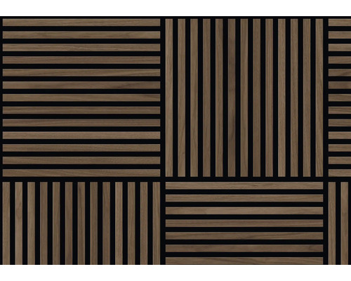 Akustický panel Sonava orech 21x553x553 mm Drevený stenový panel s priamočiarym dizajnom