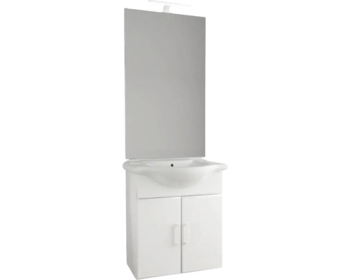 Súprava kúpeľňového nábytku form&style MALPELO ŠxVxH 66 cm x 190 cm x 47 cm, farba prednej strany biela matná Skrinka pod umývadlo so zrkadlom a osvetlením do kúpeľne