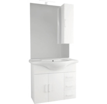 Zostava umývadla so zrkadlom, zrkadlová skrinka, umývadlová skrinka s dvierkami a zásuvkami