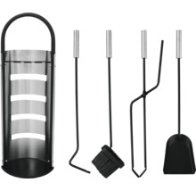 Krbové náradie so stojanom, lopatkou, metlou, pohrabáčom a kliešťami