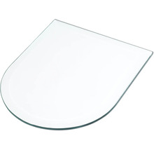 Sklenená polica so zaoblenou prednou stranou