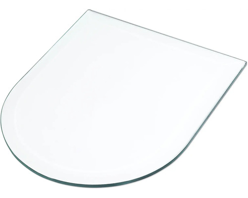 Sklenená polica so zaoblenou prednou stranou