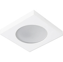 Štvorcové vstavané svietidlo s kruhovou svetelnou plochou.