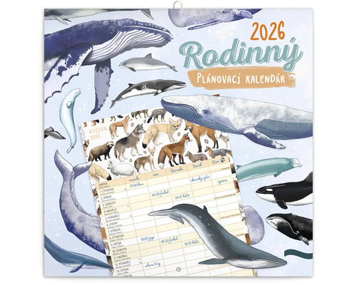 Rodinný plánovací kalendár 2026 s ilustráciami zvierat