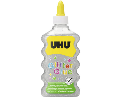 Lepidlo UHU Glitter Glue Silver Maxi 185 g / 177 ml UHU Glitter Glue lepidlo bez rozpúšťadiel